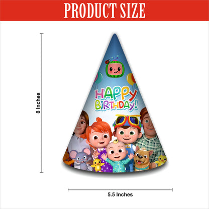 Cocomelon Happy Birthday Caps | Party Hats for Girls & Kids