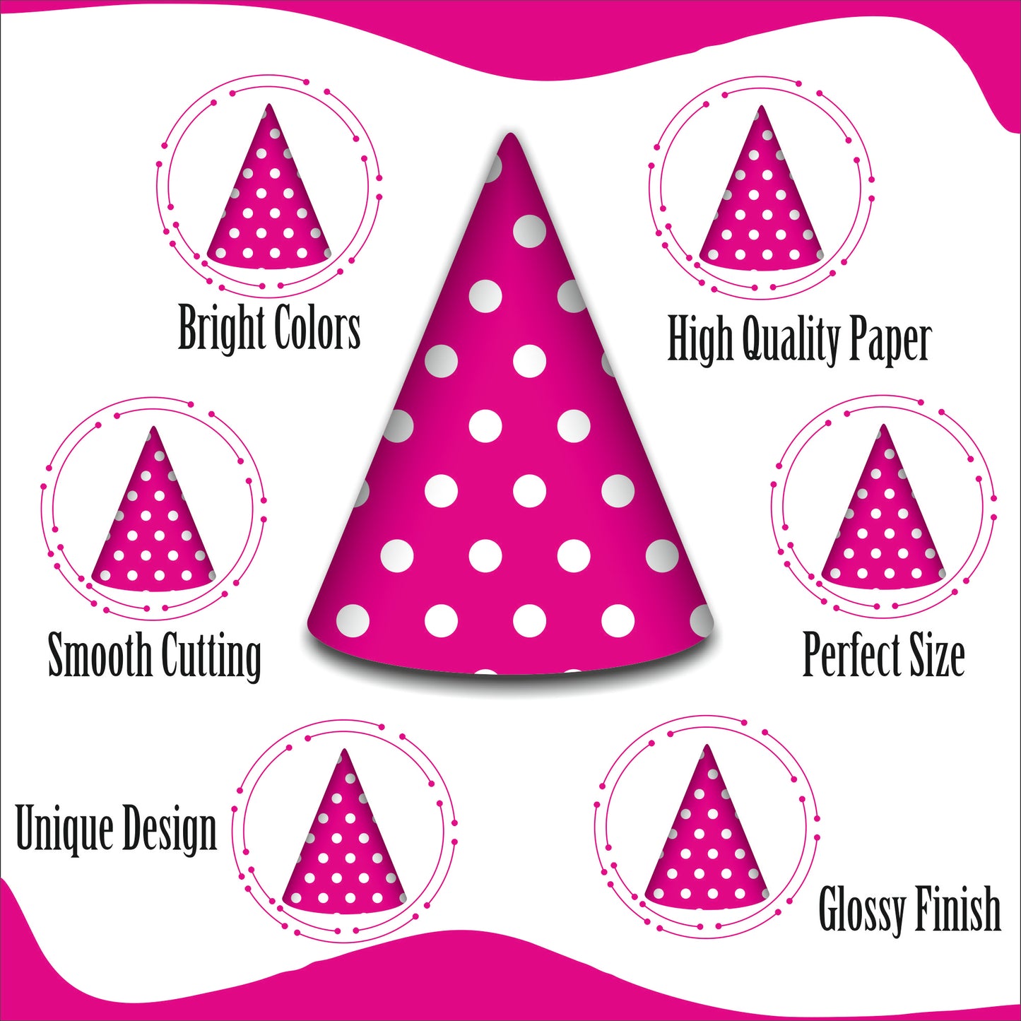 Pink Polka Dot Caps | Party Hats for Girls & Kids