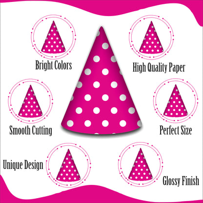 Pink Polka Dot Caps | Party Hats for Girls & Kids