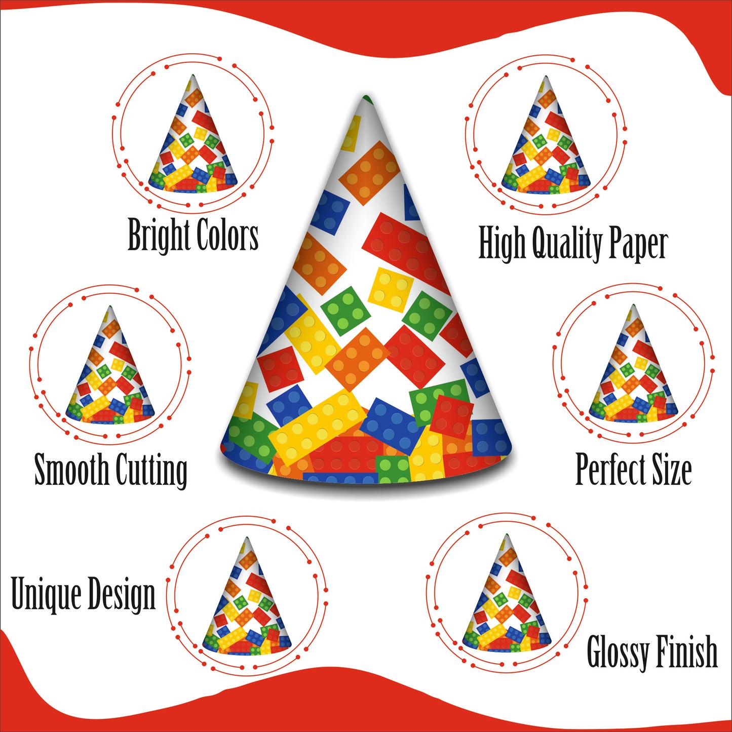 Building Blocks Caps for Theme Party | Party Hats for Girls & Kids