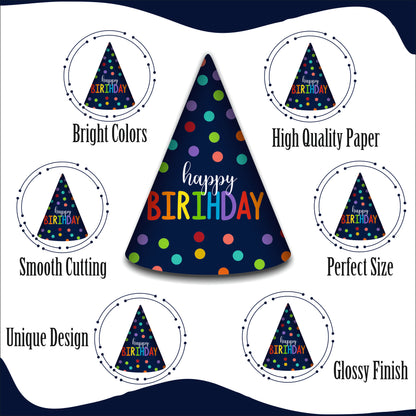 Happy Birthday Blue Polka Dot Caps | Party Hats for Girls & Kids