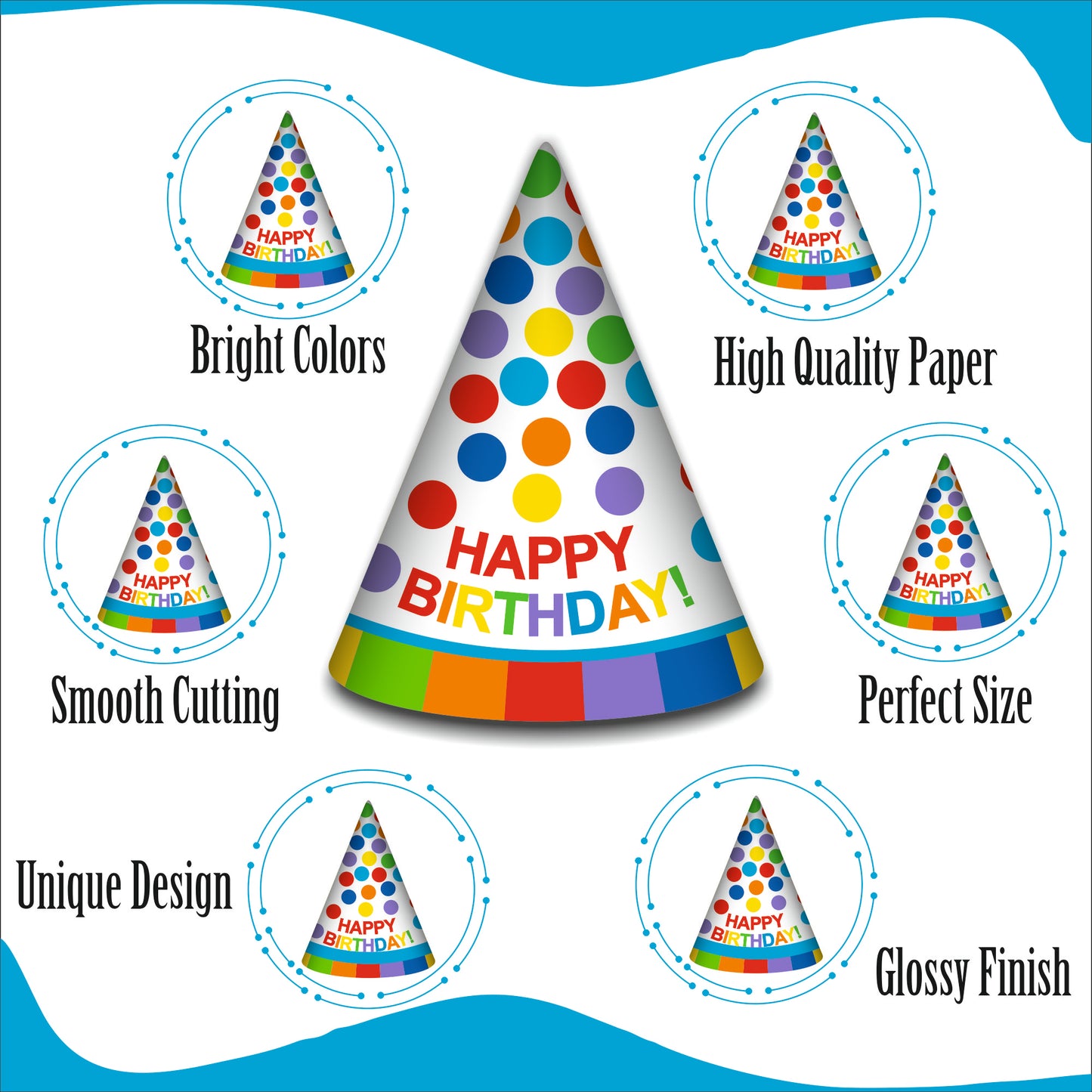 Polka Rainbow Caps | Party Hats for Girls & Kids