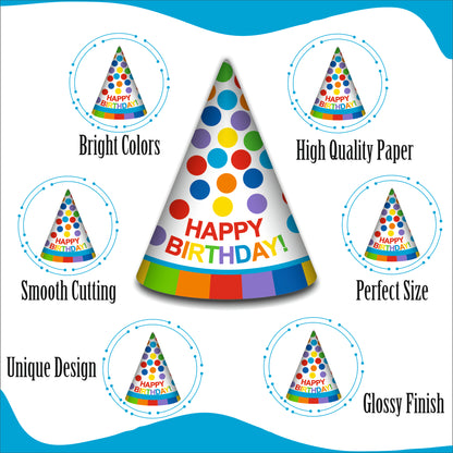 Polka Rainbow Caps | Party Hats for Girls & Kids