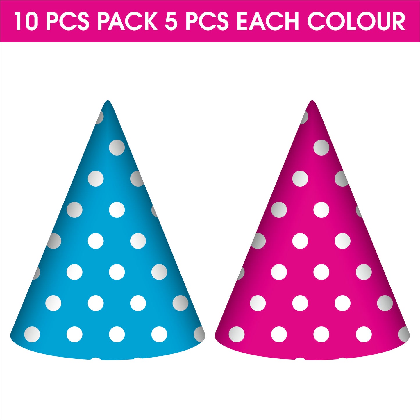 Blue & Pink Polka Dot Birthday Caps | Party Hats for Girls & Kids