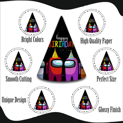 Among Game Birthday Caps for Kids | Gaming Theme Party Hats | Birthday Caps for Boys & Girls