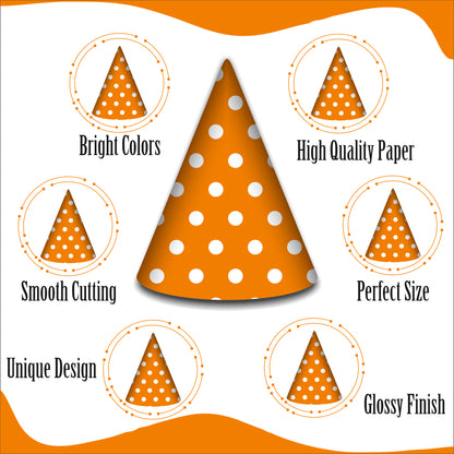 Orange Polka Dot Caps | Party Hats for Girls & Kids