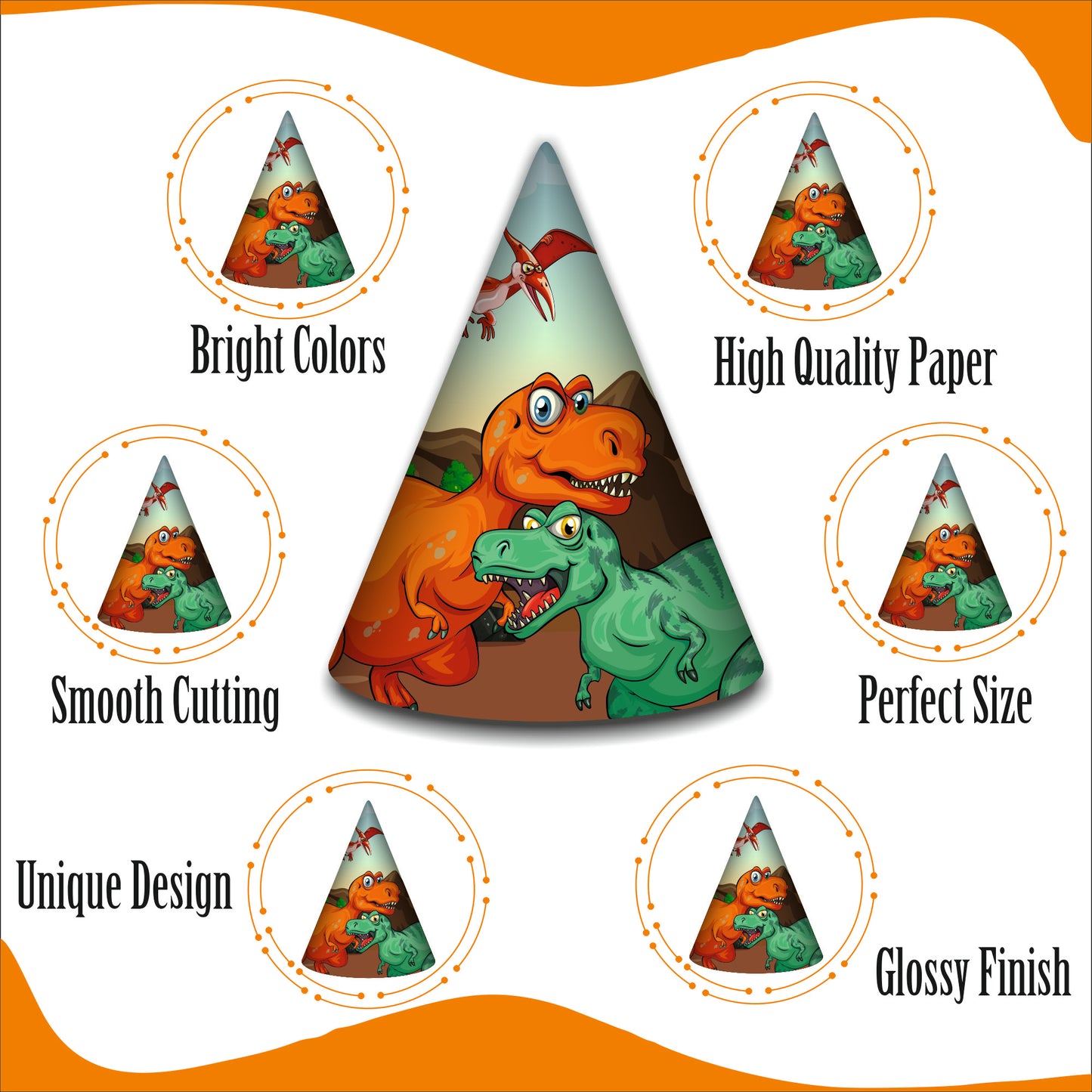 Dinosaur Birthday Caps | Fun Jurassic Caps for Boys & Girls | Dinosaur Party Hats