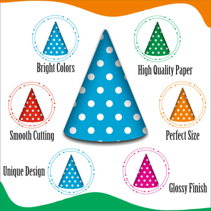 Multicolor Polka Dot Caps | Party Hats for Girls & Kids