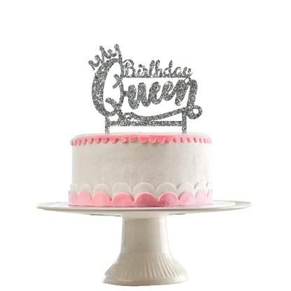 Acyrlic Silver Glitter Finish Couple Cake Topper for Decoration (Silver, 5X5.25 Inches)