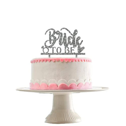 Acyrlic Silver Glitter Finish Couple Cake Topper for Decoration (Silver, 5X5.5 Inches)