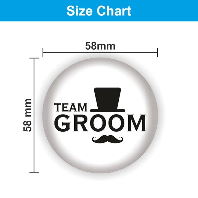 Team Groom Cute Badges for Wedding (Pack of 10 Pcs, Multicolor)