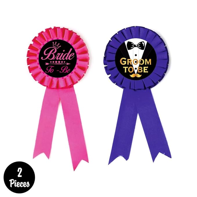 Bride Groom to be Cute Ribbon Combo Pack (Pack of 1-20 Pcs, Multicolor, Size: 5x3in)