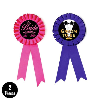 Bride Groom to be Cute Ribbon Combo Pack (Pack of 1-20 Pcs, Multicolor, Size: 5x3in)