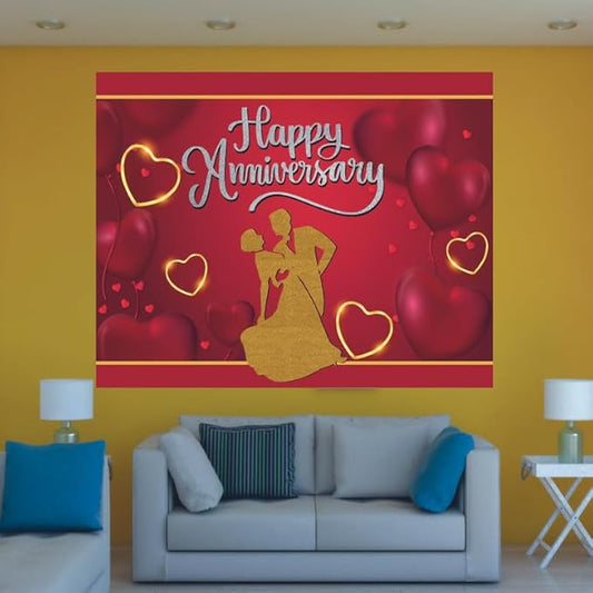 Couple Theme Happy Anniversary Backdrop for Celebration
