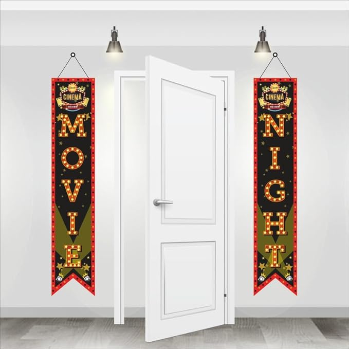 Bollywood Movie Night Porch Sign Banner (Pack of 2, Multi Color)
