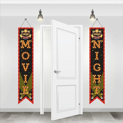 Bollywood Movie Night Porch Sign Banner (Pack of 2, Multi Color)