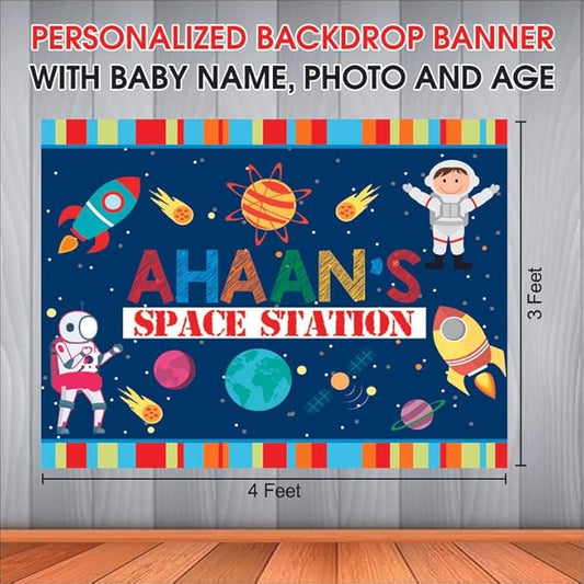 Customised Space Birthday Backdrop Theme for Kids