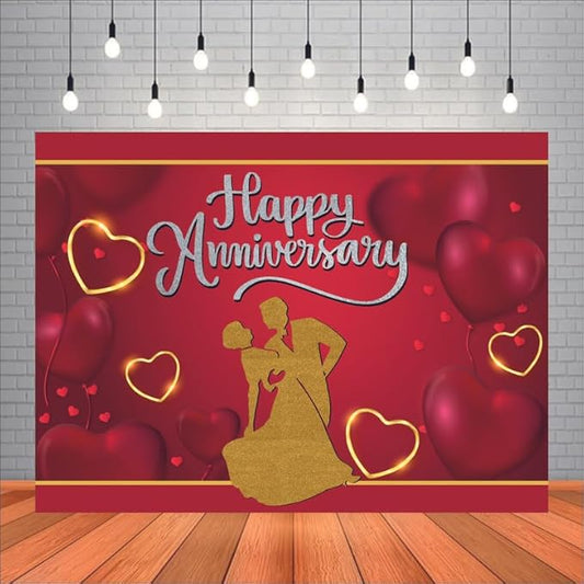 Couple Theme Happy Anniversary Backdrop for Celebration