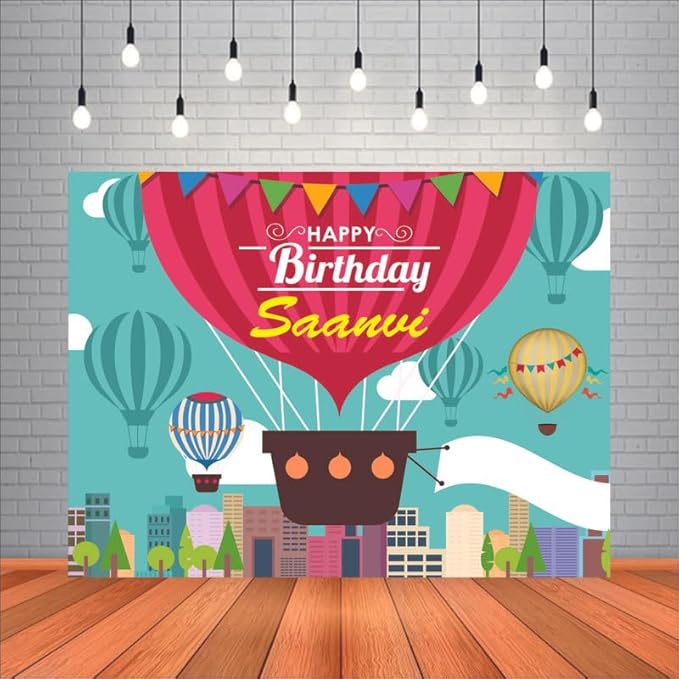 Customised Hot Air Ballon Birthday Backdrops Theme