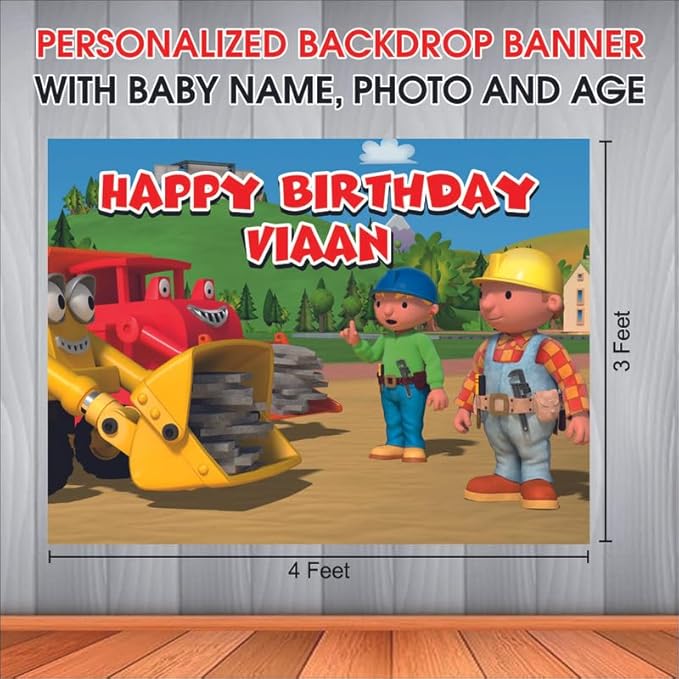Customised Bob The Builder Birthday Banner Theme