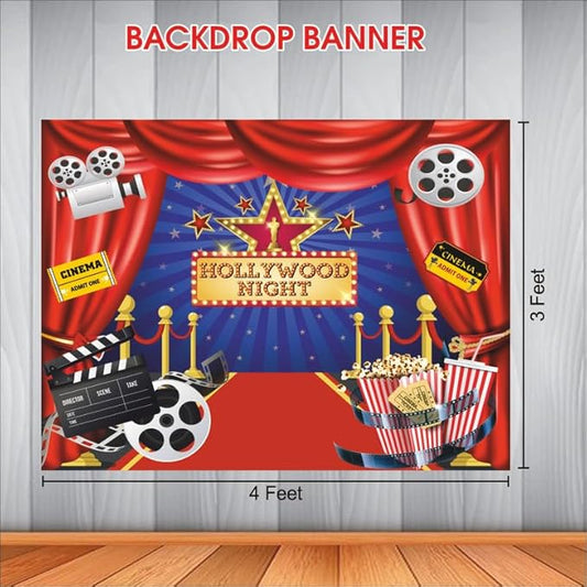 Hollywood Movie Night Backdrop Theme for Party Decorations