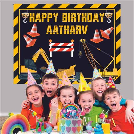 Customised Construction Birthday Banner Theme