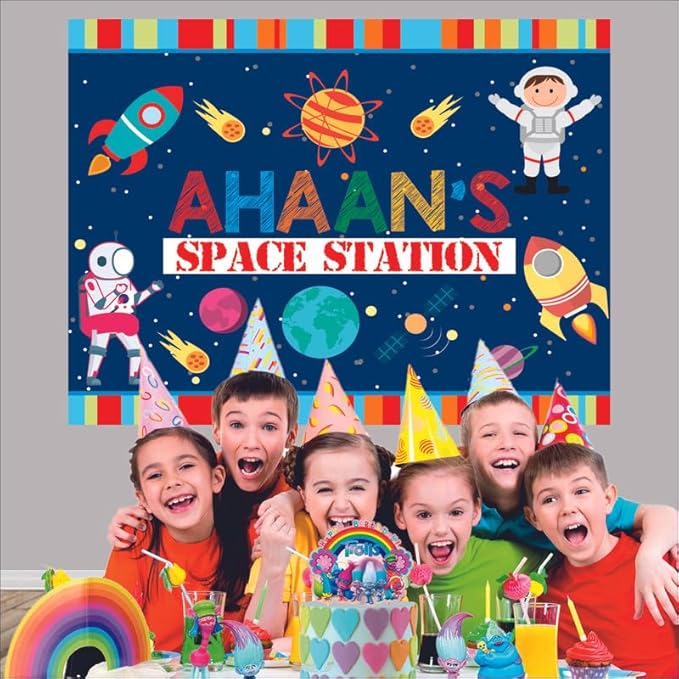 Customised Space Birthday Backdrop Theme for Kids