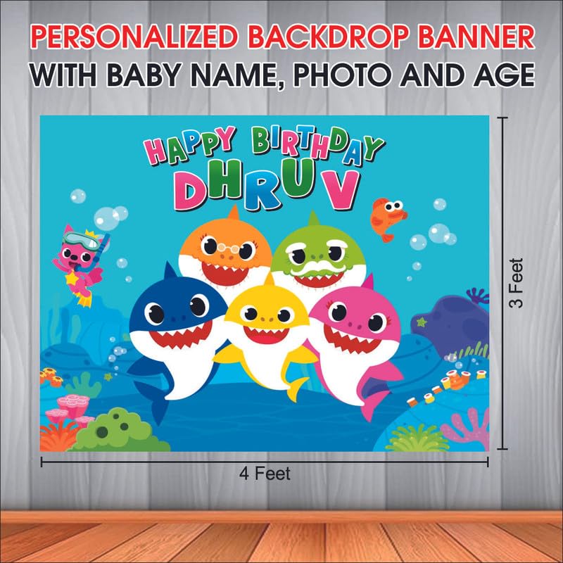 Customised Kids Baby Shark Birthday Banner Theme