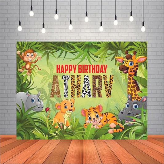 Customised Jungle Birthday Banner Backdrops Theme