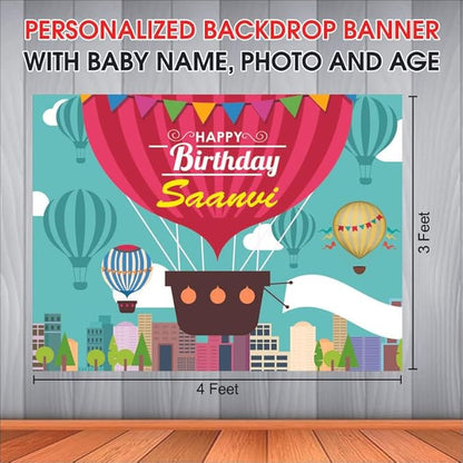 Customised Hot Air Ballon Birthday Backdrops Theme