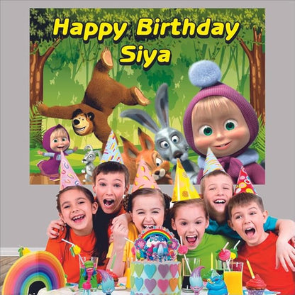 Customised Masha Birthday Backdrop Theme
