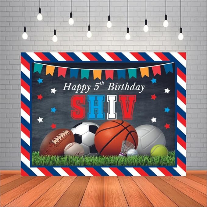 Customised Sports Birthday Backdrop Theme