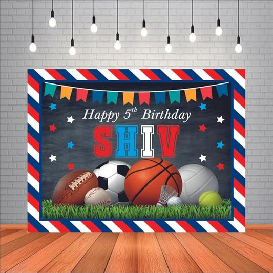 Customised Sports Birthday Backdrop Theme