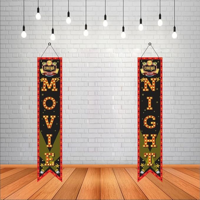 Bollywood Movie Night Porch Sign Banner (Pack of 2, Multi Color)