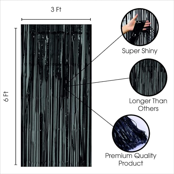 Black Foil Curtains for Decoration Fringe Curtain for Birthday