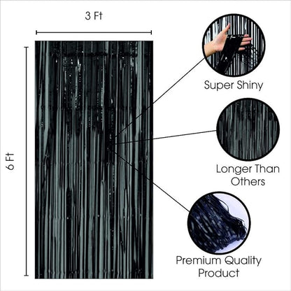 Black Foil Curtains for Decoration Fringe Curtain for Birthday