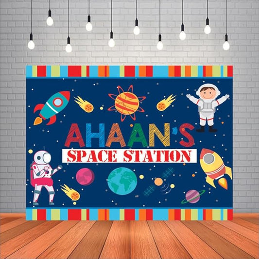Customised Space Birthday Backdrop Theme for Kids