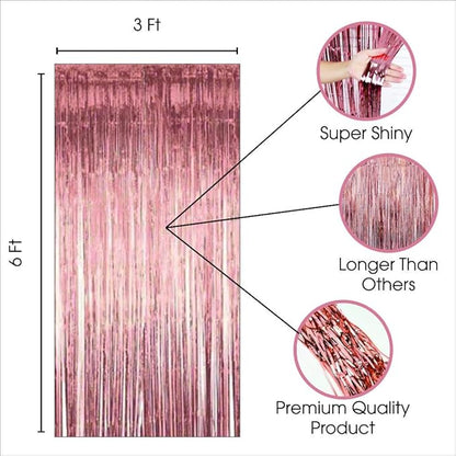 Rose Gold Foil Curtains for Decoration Fringe Curtain for Birthday