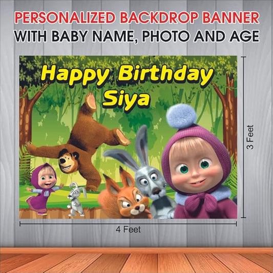 Customised Masha Birthday Backdrop Theme