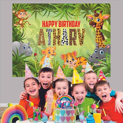 Customised Jungle Birthday Banner Backdrops Theme