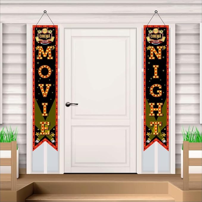 Bollywood Light Camera Action Movie Night Porch Sign Banner (Pack of 5, Multi Color)