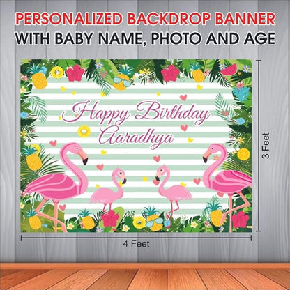 Customised Flamingo Birthday Banner Theme
