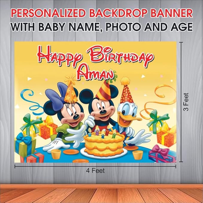 Customised Mickey & Friends Birthday Backdrop Theme