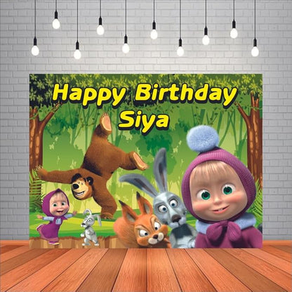 Customised Masha Birthday Backdrop Theme