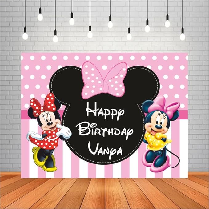 Customised Minnie Birthday Backdrop Theme for Girls