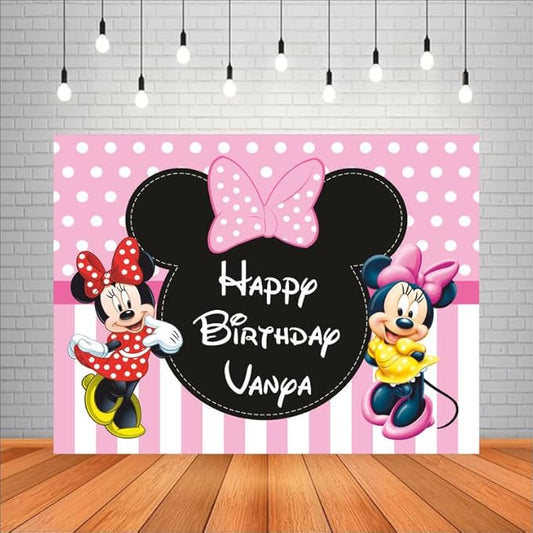 Customised Minnie Birthday Backdrop Theme for Girls