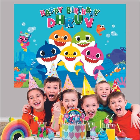 Customised Kids Baby Shark Birthday Banner Theme