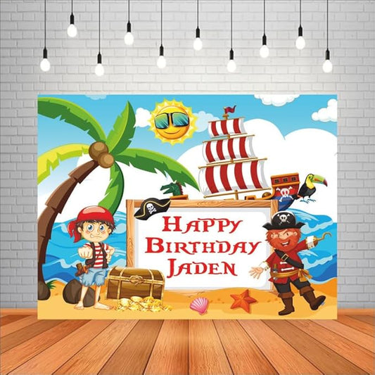 Customised Pirates Birthday Backdrop Theme for Kids