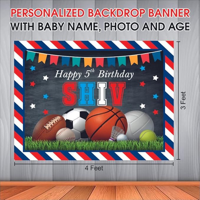 Customised Sports Birthday Backdrop Theme