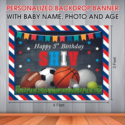 Customised Sports Birthday Backdrop Theme